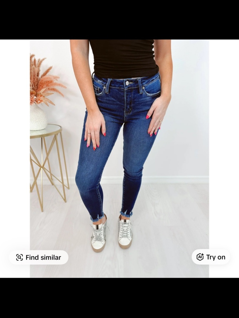 KanCan Dark Blue High-Rise Raw Hem Skinny Jeans